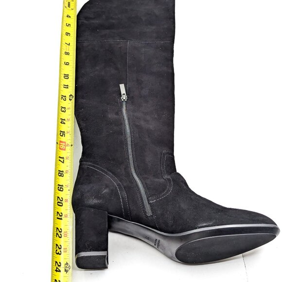 Aquatalia Women Barbera Black Suede OTK Block Heel Boots size 11 - Picture 5 of 12